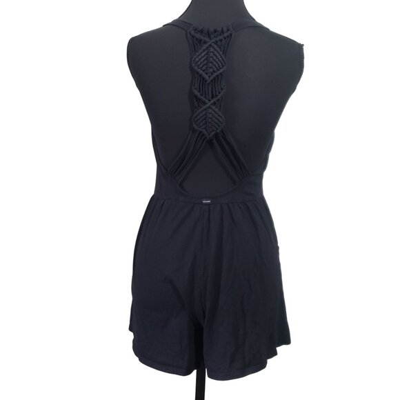 Volcom Womens Black Sleeveless Macrame Romper Shorts Size XS Beach Summer Resort - Picture 4 of 15